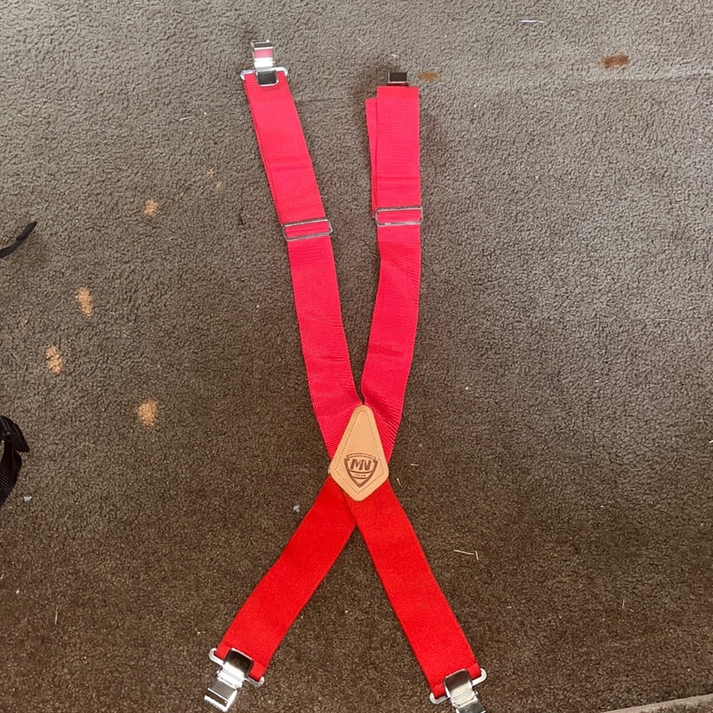 McGuire Nicholas red suspenders